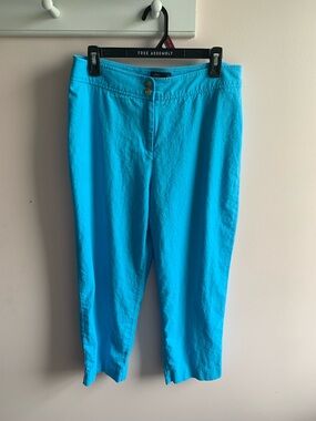 Pendleton Bright Turquoise Cropped Linen Pants